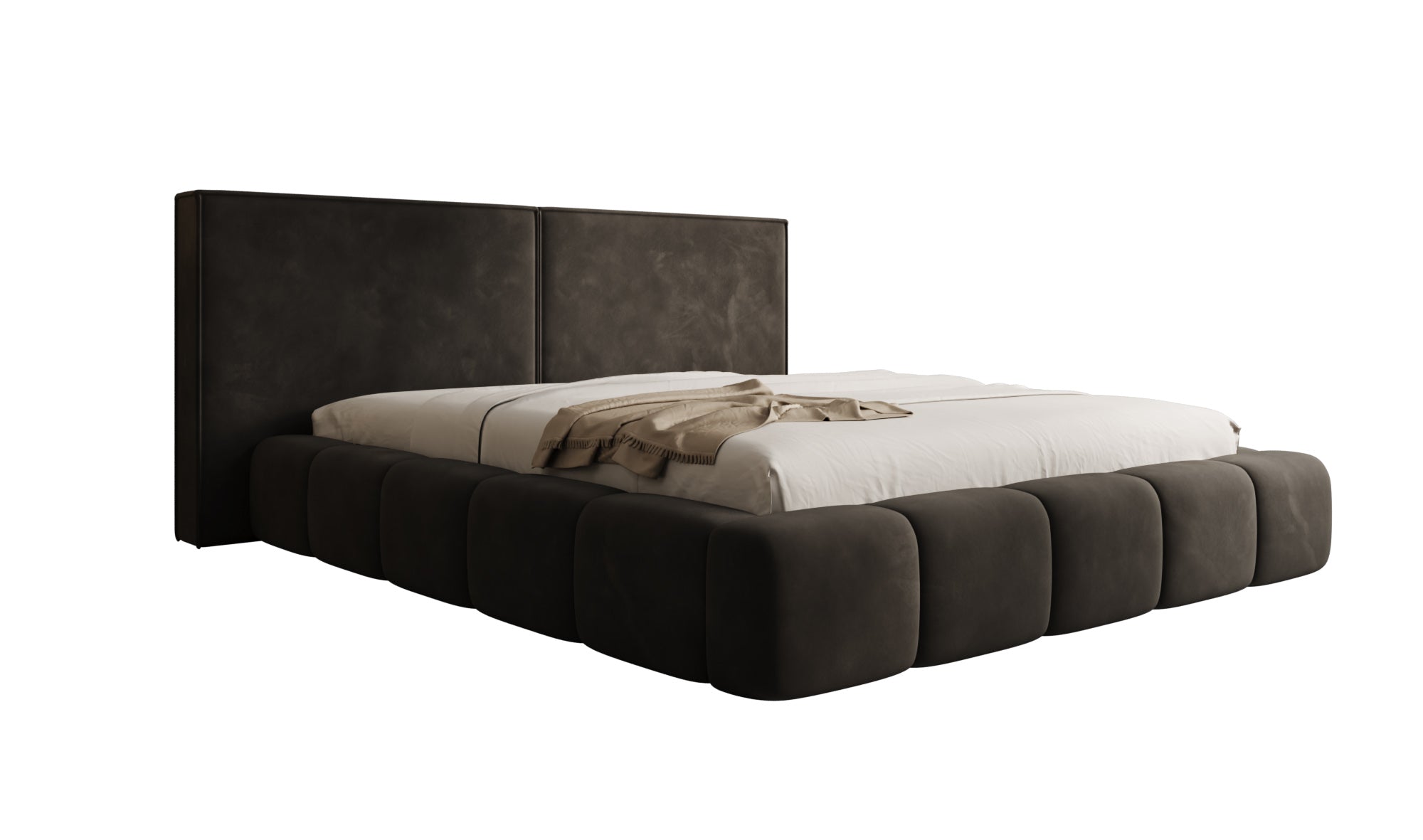Design gestoffeerd bed Elise in Fluweel met opbergruimte