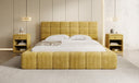 Designer gestoffeerd bed Marshmallow in Ribstof met opbergruimte
