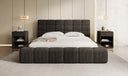 Designer gestoffeerd bed Marshmallow in Ribstof met opbergruimte