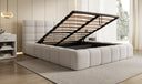 Designer gestoffeerd bed Marshmallow in Teddystof Bouclé met opbergruimte