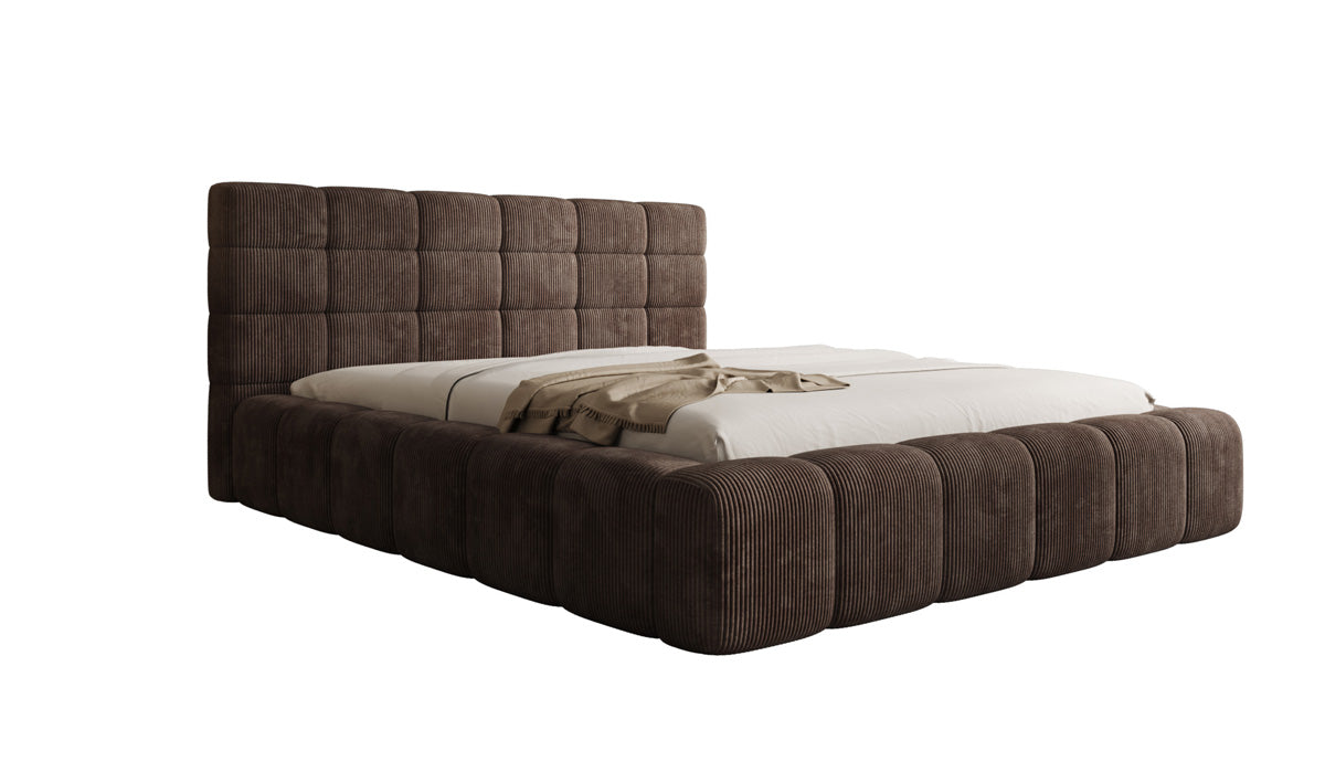 Designer gestoffeerd bed Marshmallow in Ribstof met opbergruimte