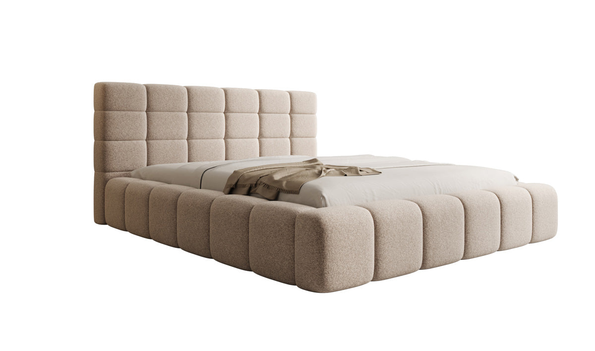 Designer gestoffeerd bed Marshmallow in structuurstof met opbergruimte