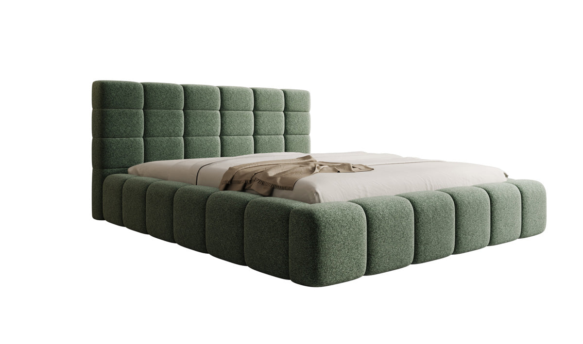 Designer gestoffeerd bed Marshmallow in structuurstof met opbergruimte