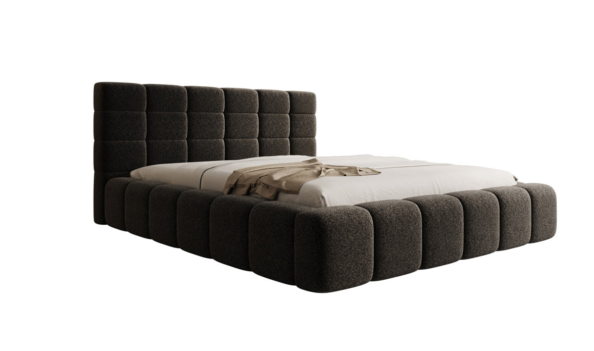 Designer gestoffeerd bed Marshmallow in structuurstof met opbergruimte