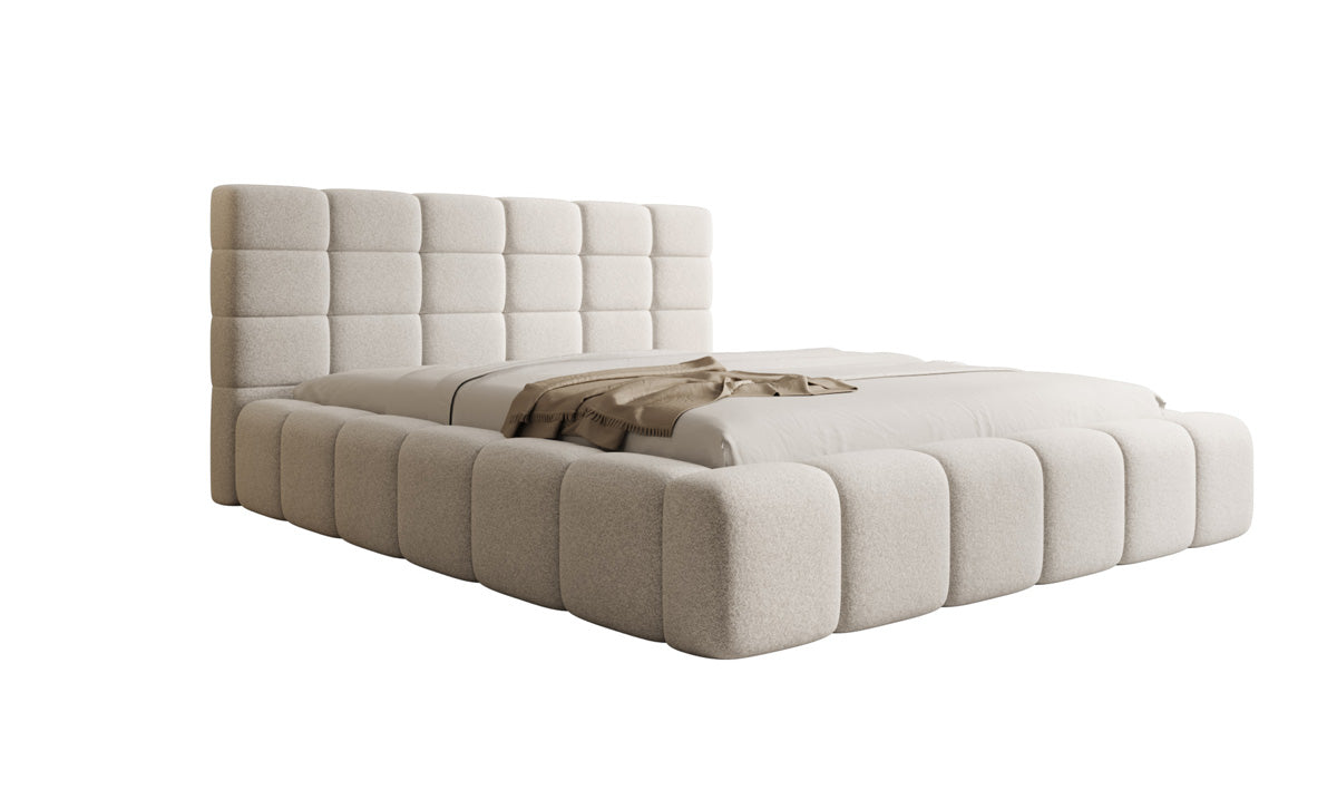 Designer gestoffeerd bed Marshmallow in structuurstof met opbergruimte