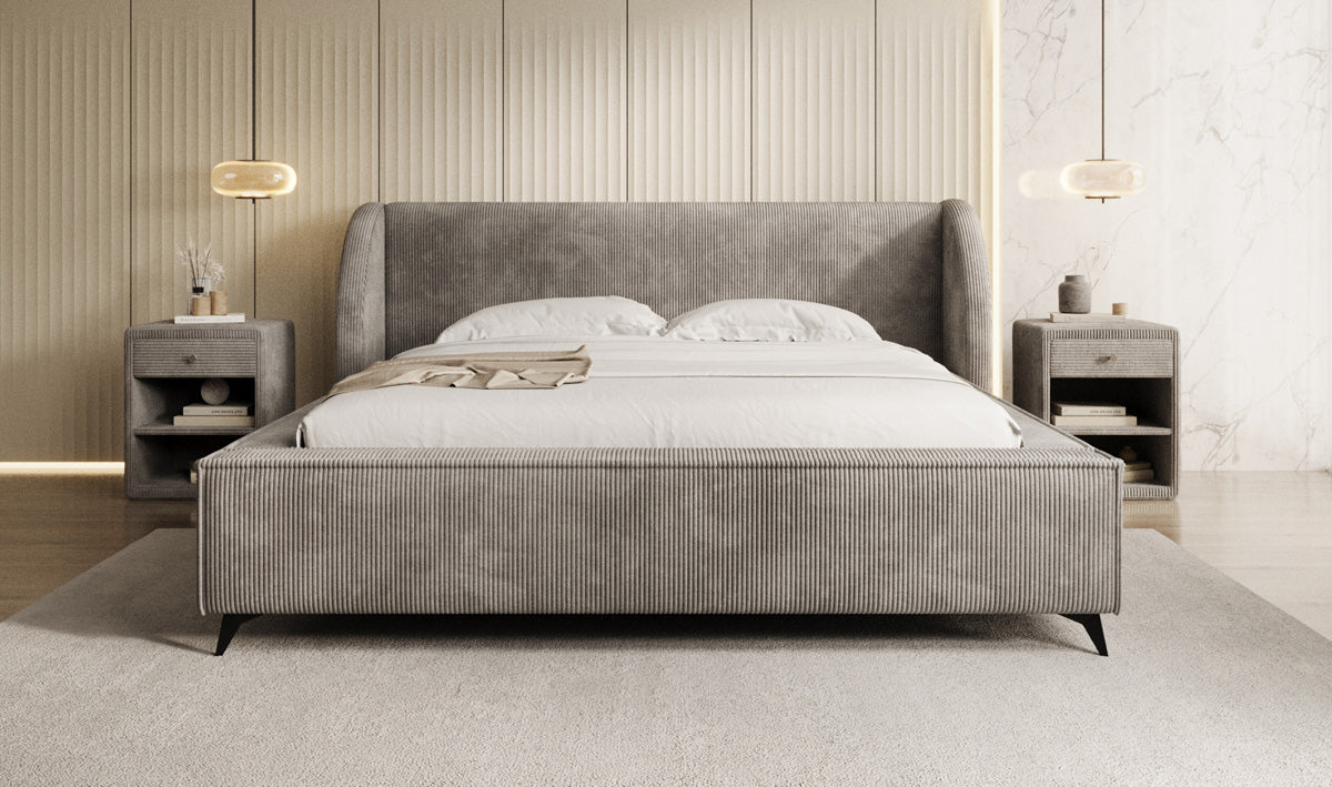 Designer gestoffeerd bed Freya Ribstof met opbergruimte