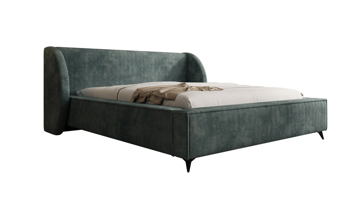 Designer gestoffeerd bed Freya Ribstof met opbergruimte