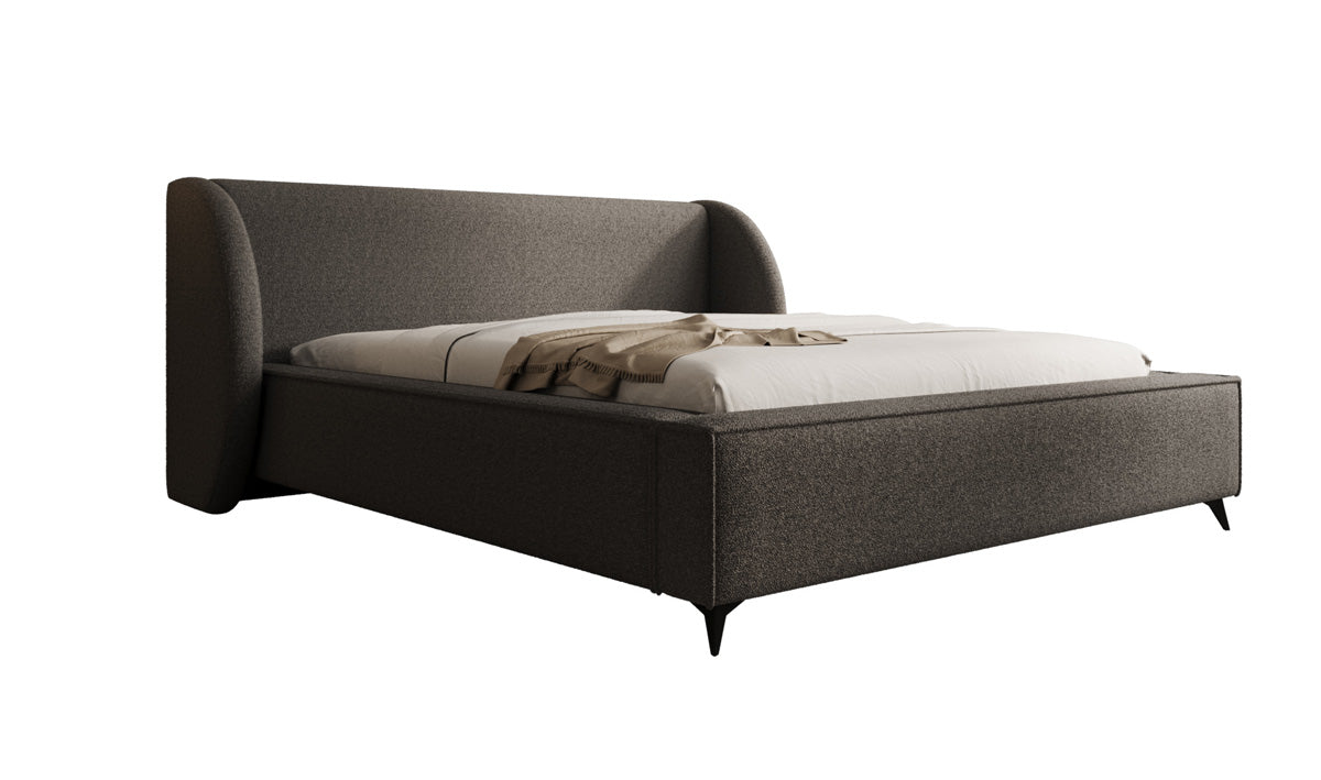 Design gestoffeerd bed Freya in Teddystof Bouclé met opbergruimte