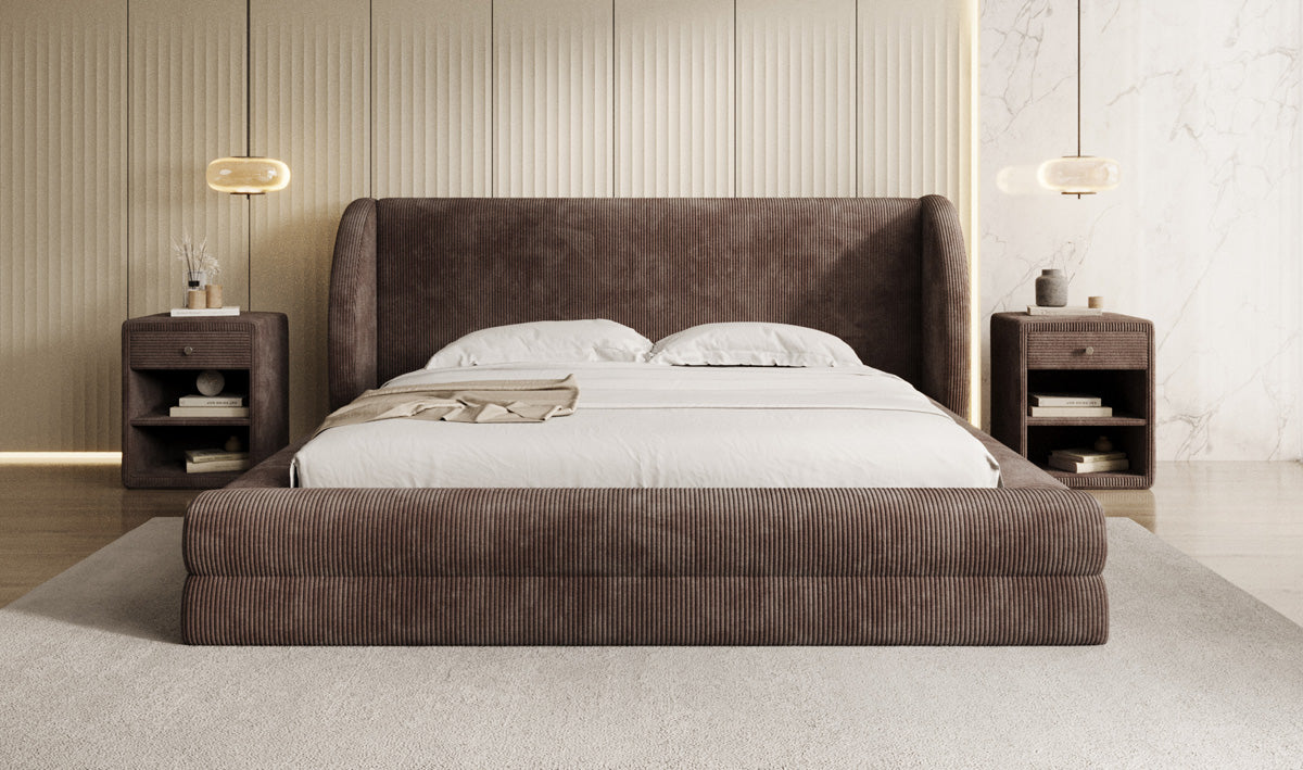 Designer gestoffeerd bed Liv Ribstof met opbergruimte