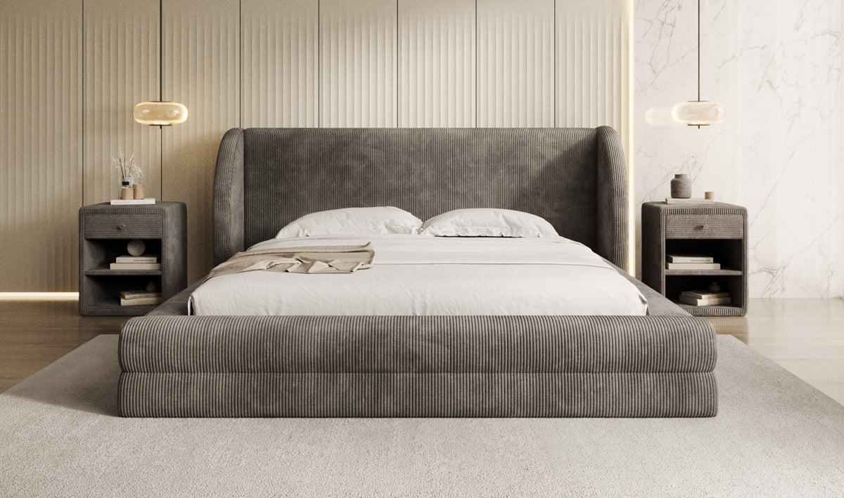 Designer gestoffeerd bed Liv Ribstof met opbergruimte