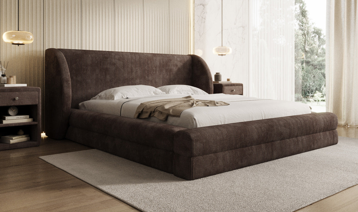 Designer gestoffeerd bed Liv Ribstof met opbergruimte