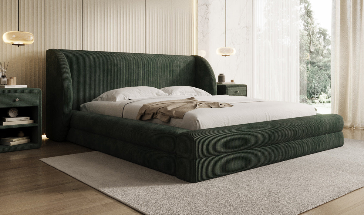 Designer gestoffeerd bed Liv Ribstof met opbergruimte
