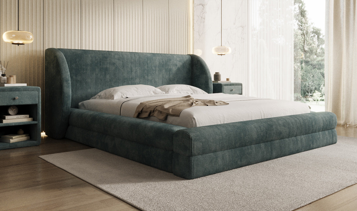 Designer gestoffeerd bed Liv Ribstof met opbergruimte
