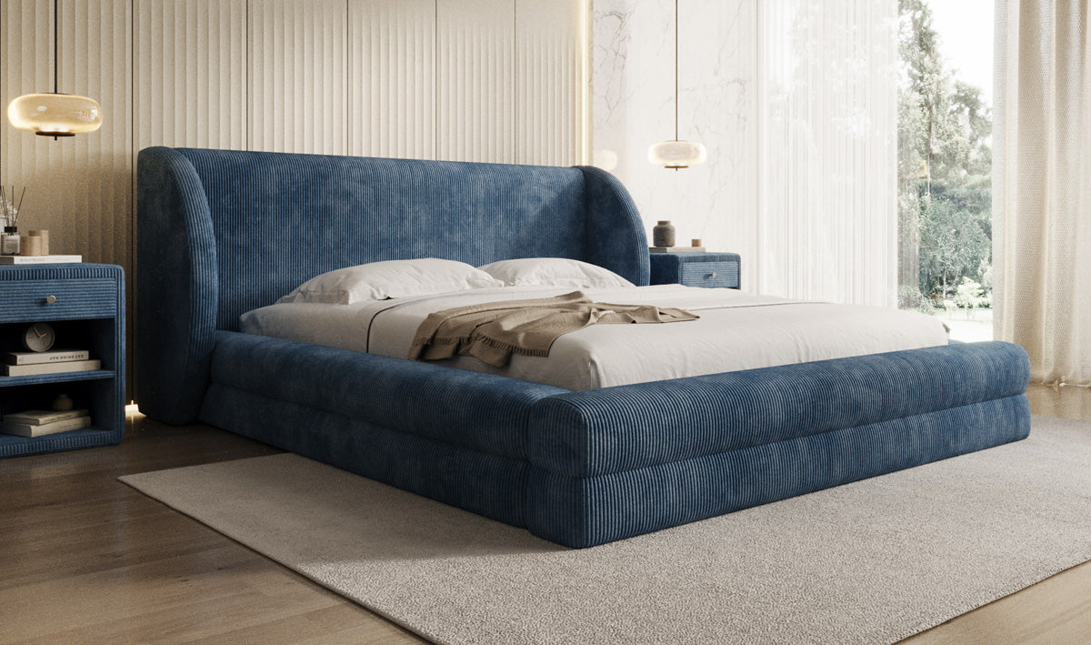 Designer gestoffeerd bed Liv Ribstof met opbergruimte
