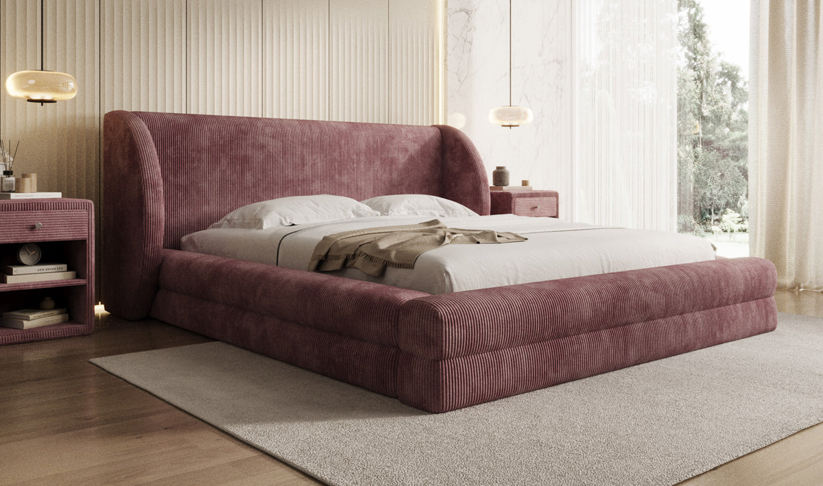 Designer gestoffeerd bed Liv Ribstof met opbergruimte