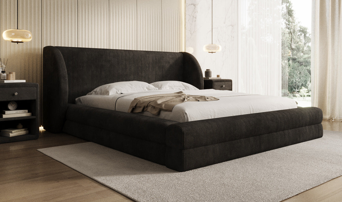 Designer gestoffeerd bed Liv Ribstof met opbergruimte