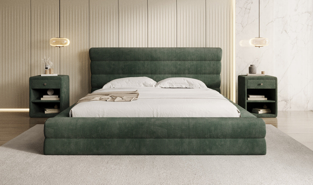 Design gestoffeerd bed Maren Ribstof met opbergruimte