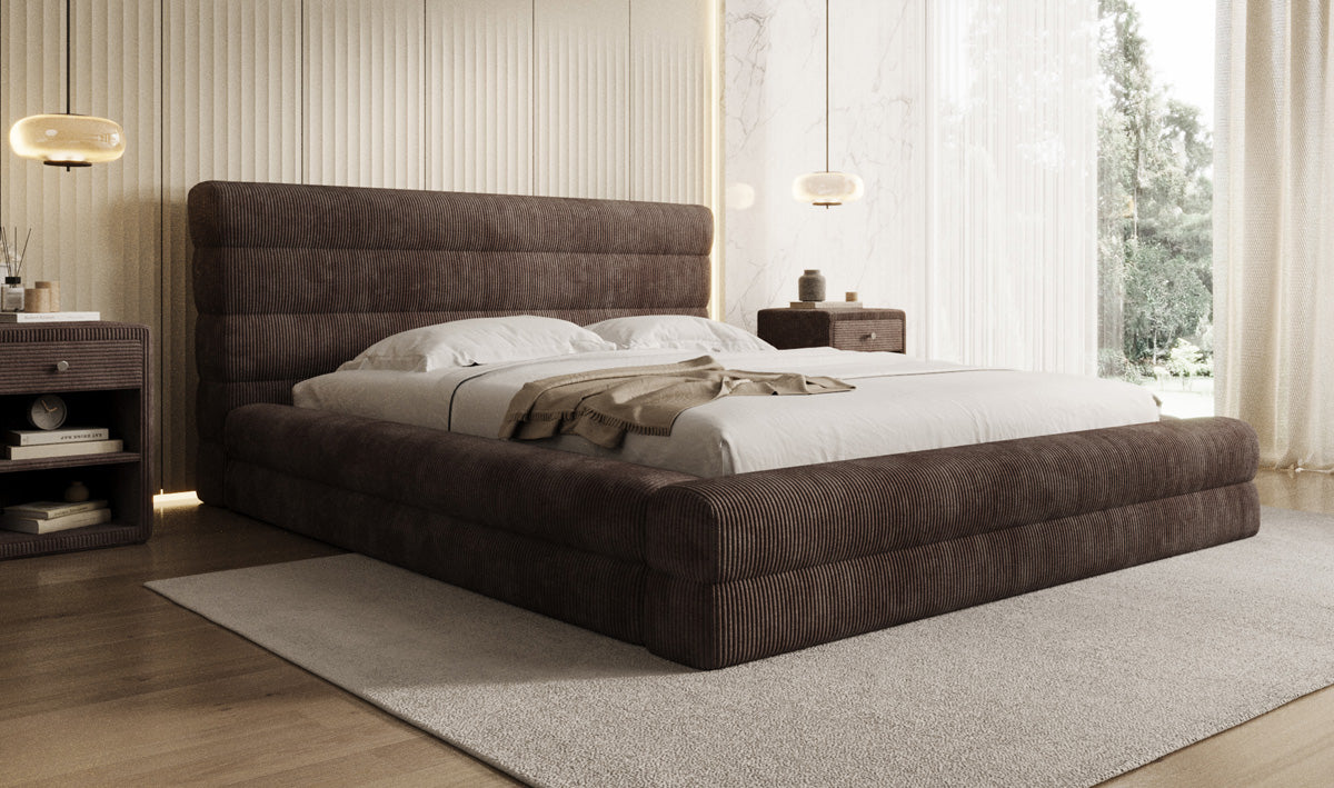 Design gestoffeerd bed Maren Ribstof met opbergruimte