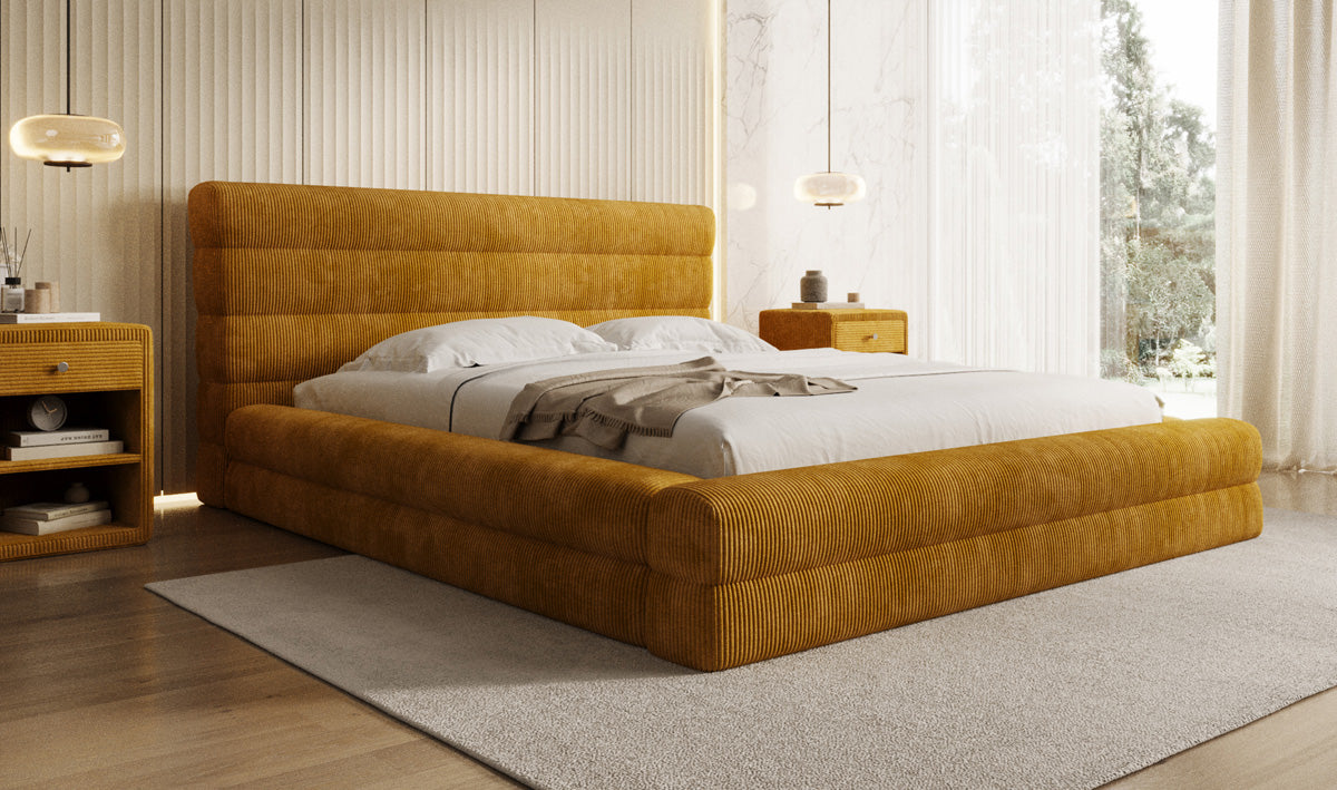 Design gestoffeerd bed Maren Ribstof met opbergruimte