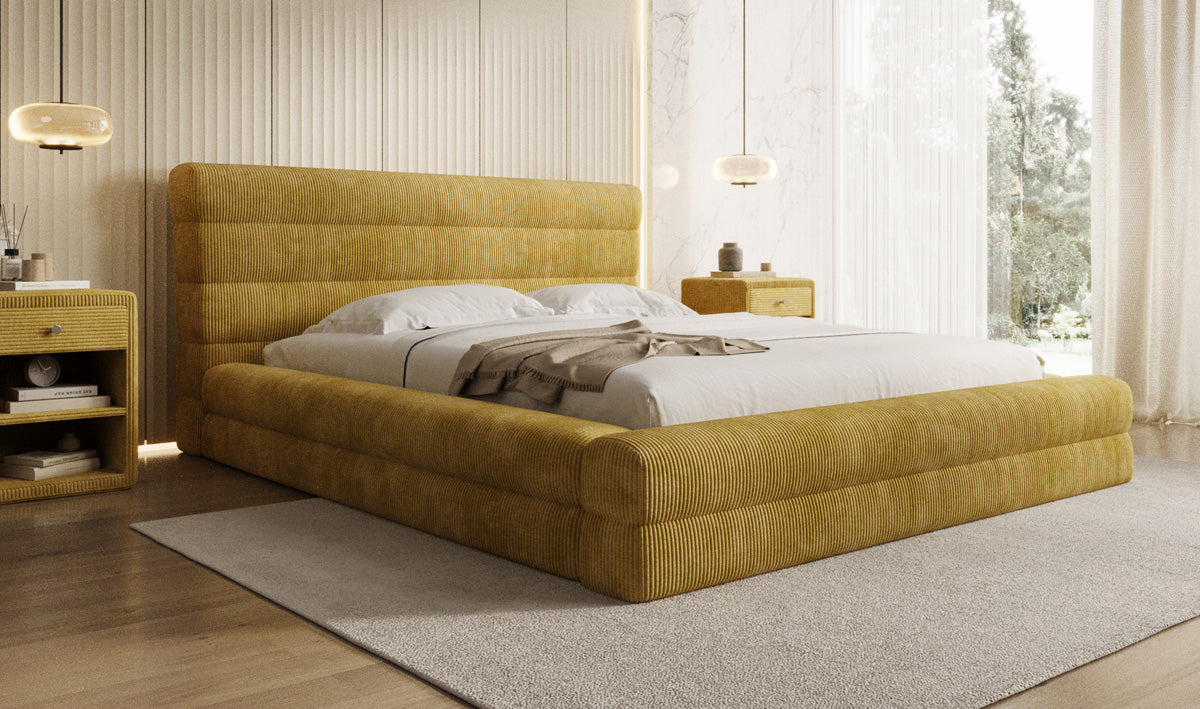 Design gestoffeerd bed Maren Ribstof met opbergruimte