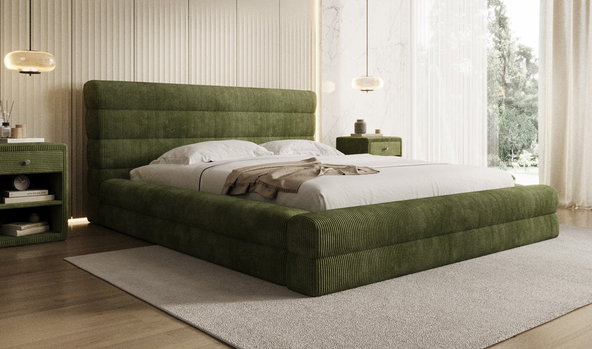Design gestoffeerd bed Maren Ribstof met opbergruimte