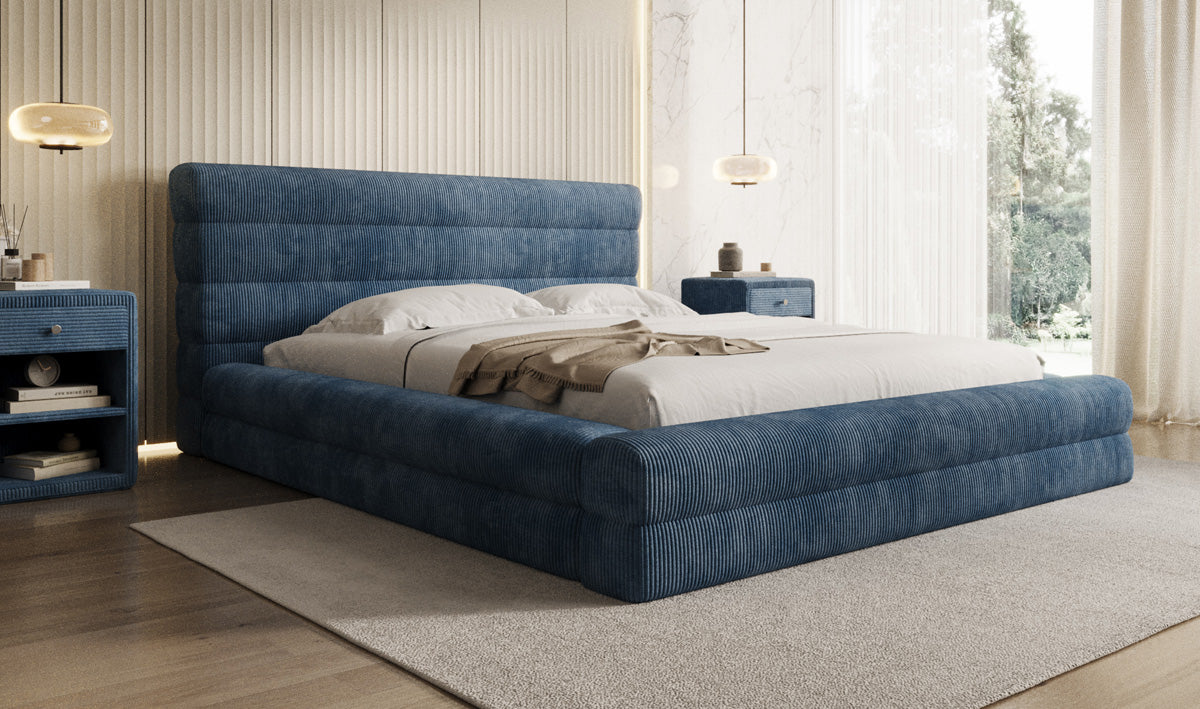 Design gestoffeerd bed Maren Ribstof met opbergruimte