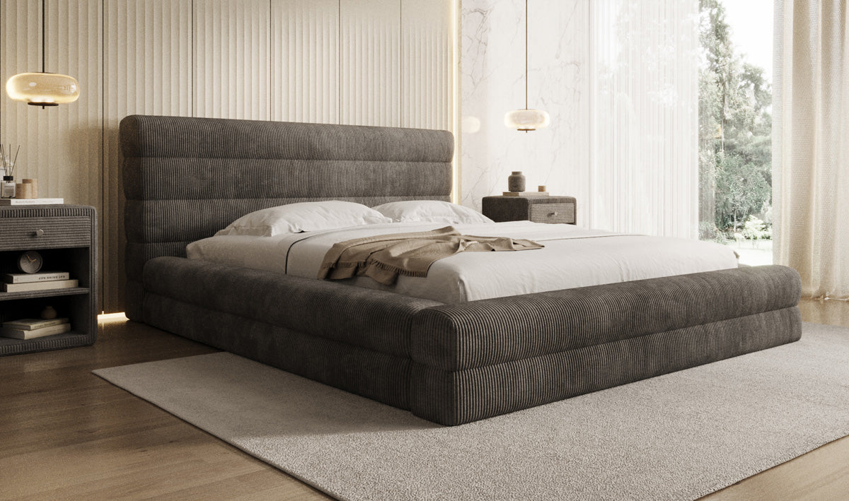 Design gestoffeerd bed Maren Ribstof met opbergruimte