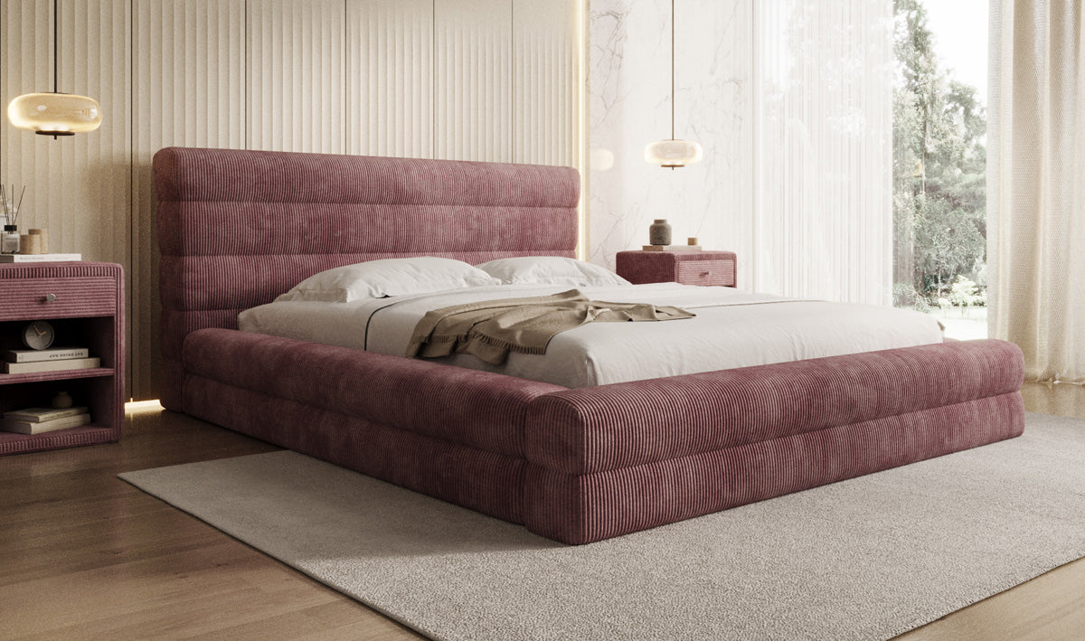 Design gestoffeerd bed Maren Ribstof met opbergruimte