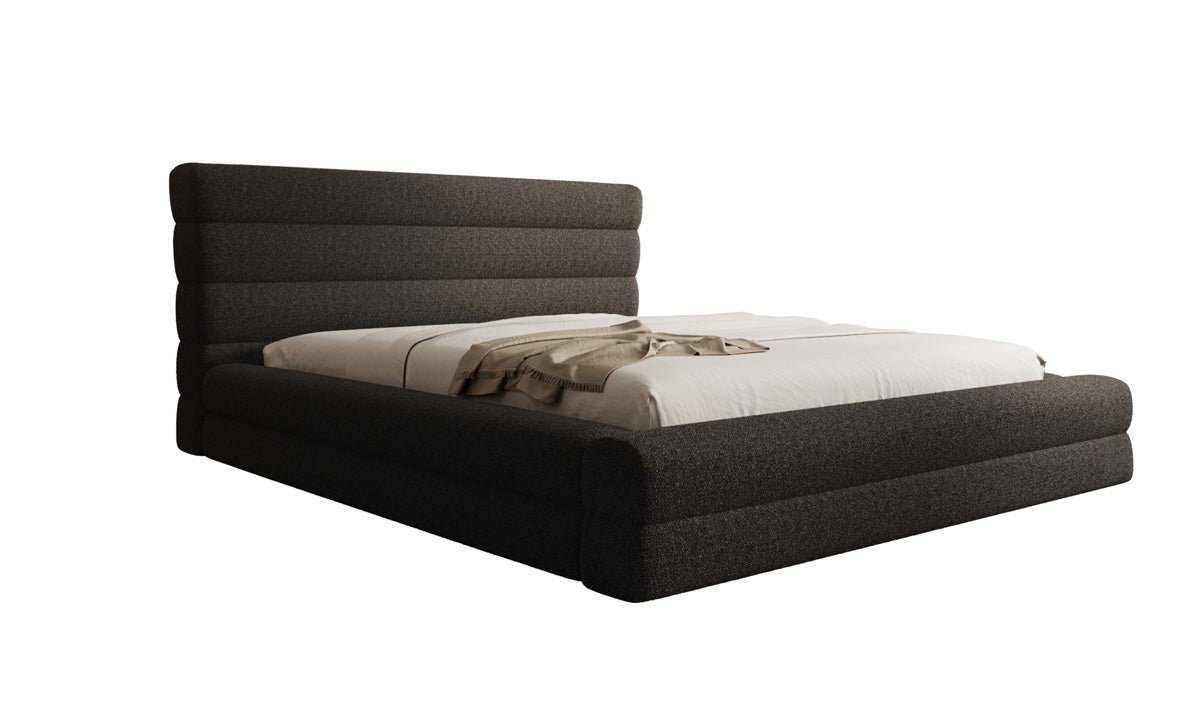Design gestoffeerd bed Maren in Teddystof Bouclé met opbergruimte