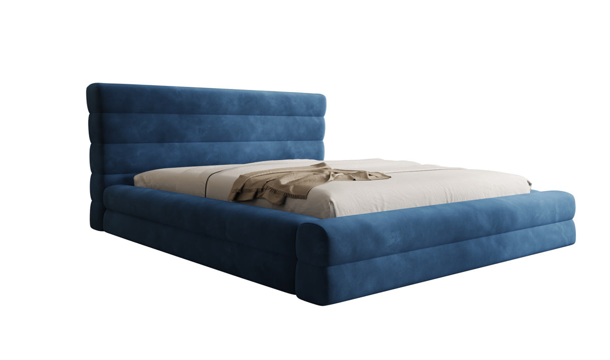 Designer gestoffeerd bed Maren in Fluweel met opbergruimte