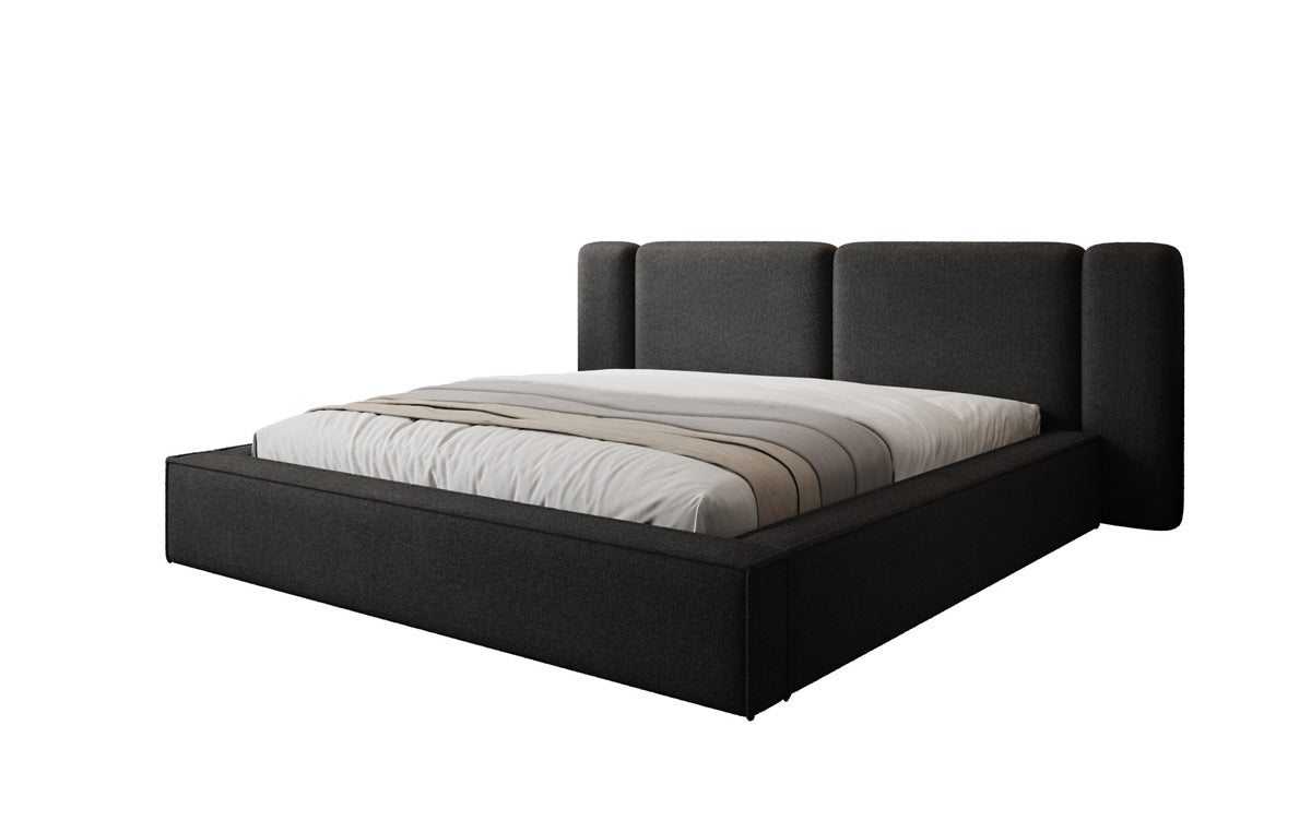 Designer gestoffeerd bed Klara in Teddystof Bouclé met opbergruimte