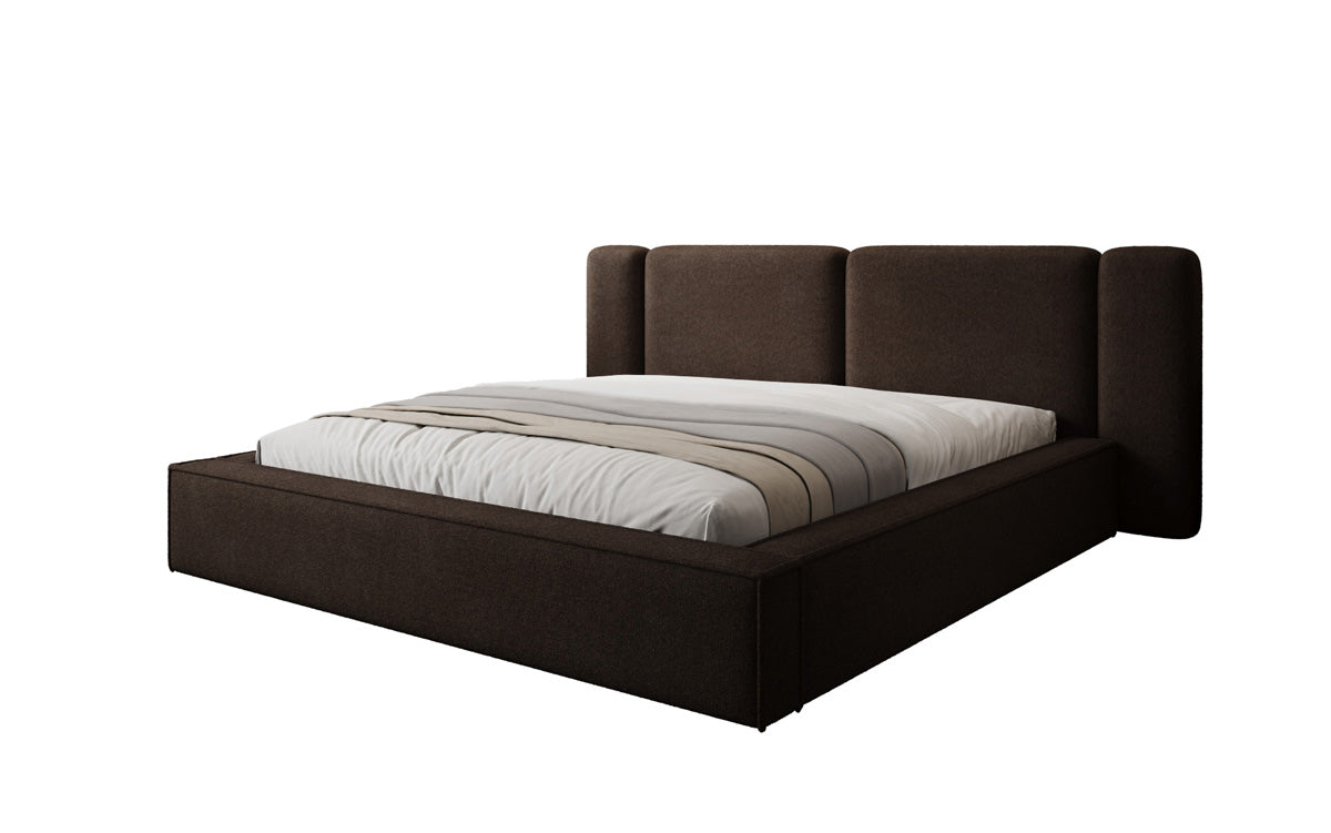Designer gestoffeerd bed Klara in Teddystof Bouclé met opbergruimte