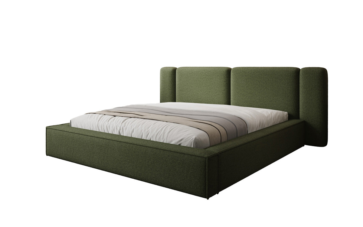 Designer gestoffeerd bed Klara in Teddystof Bouclé met opbergruimte