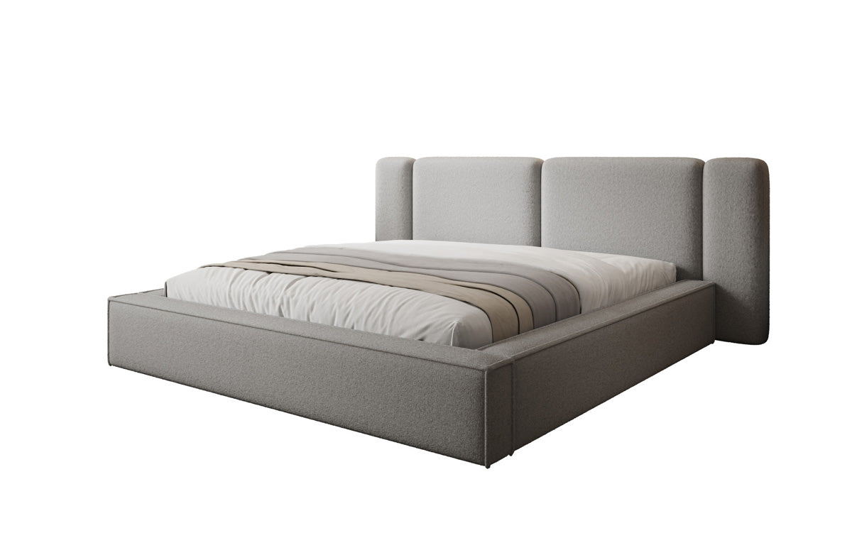 Designer gestoffeerd bed Klara in Teddystof Bouclé met opbergruimte