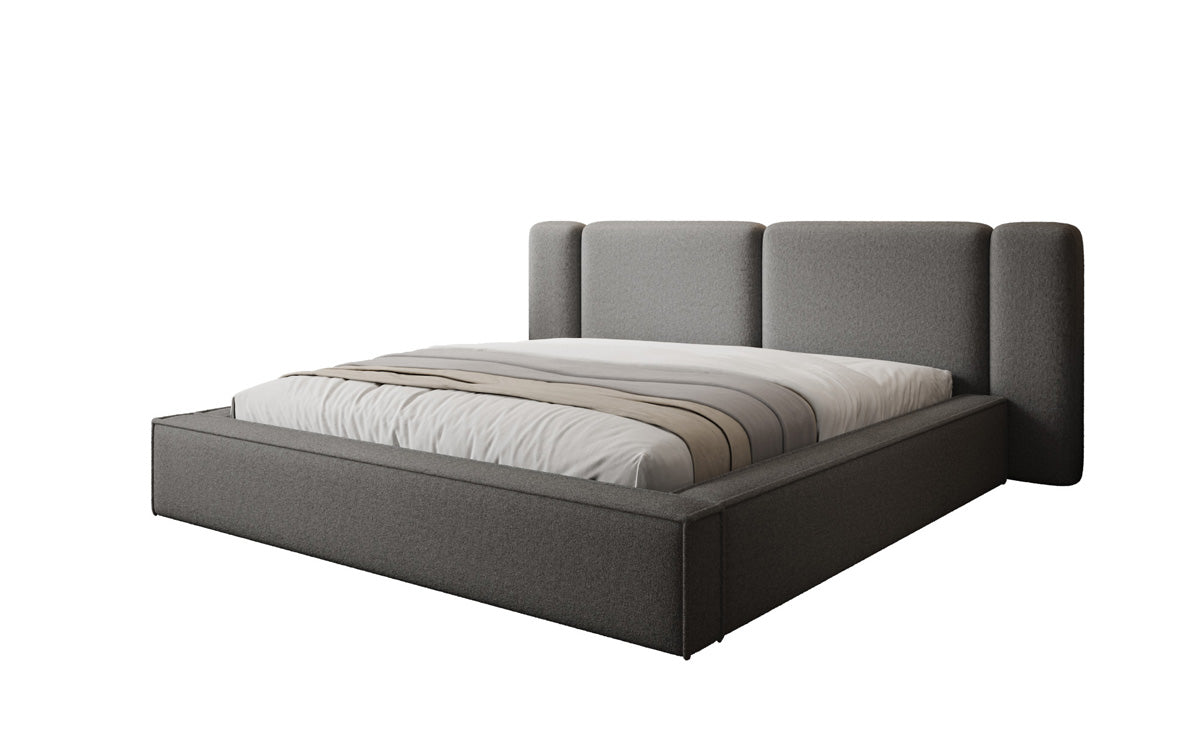 Designer gestoffeerd bed Klara in Teddystof Bouclé met opbergruimte