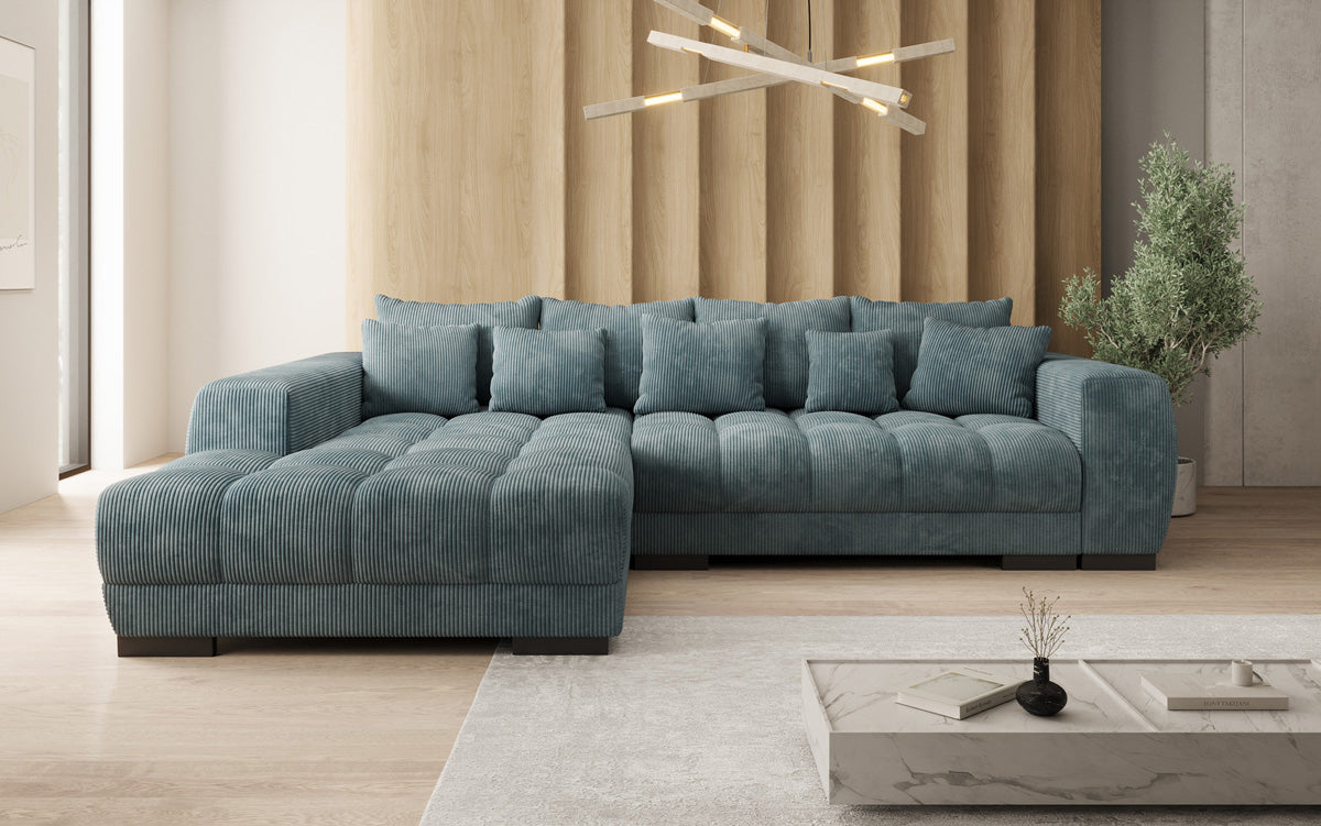 Designersofa Balu met slaapfunctie en opbergruimte in Ribstof