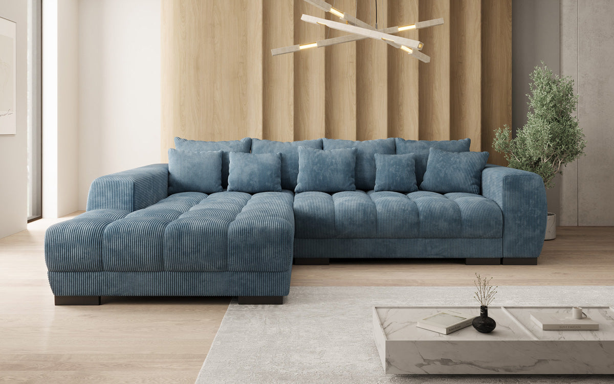 Designersofa Balu met slaapfunctie en opbergruimte in Ribstof