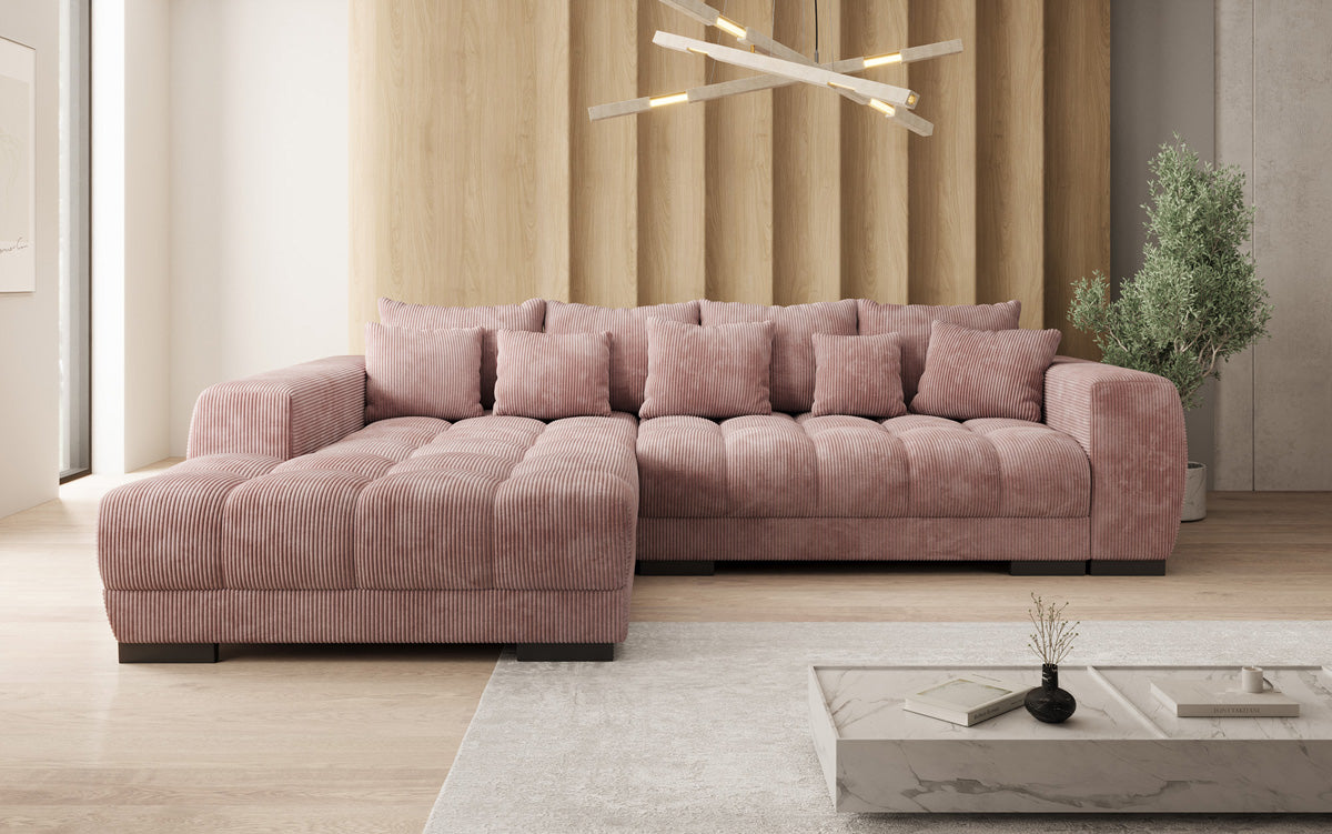 Designersofa Balu met slaapfunctie en opbergruimte in Ribstof