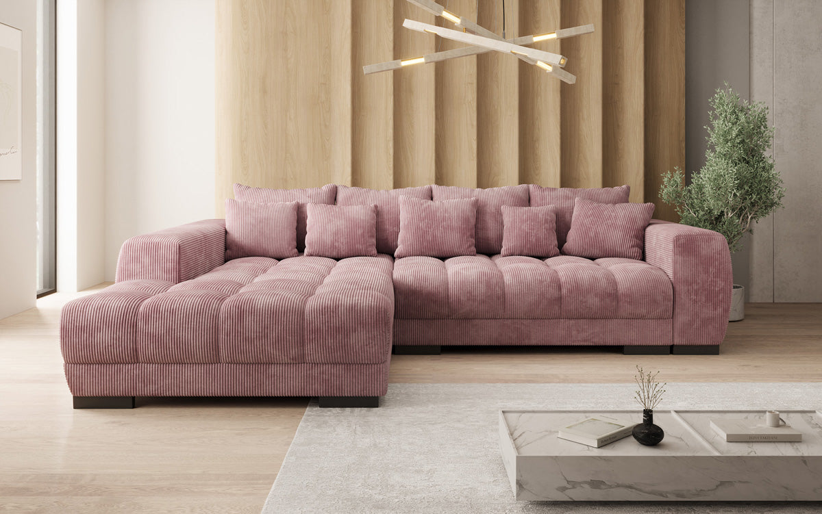 Designersofa Balu met slaapfunctie en opbergruimte in Ribstof