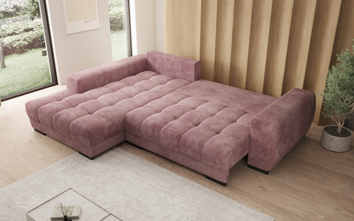 Designersofa Balu met slaapfunctie en opbergruimte in Ribstof