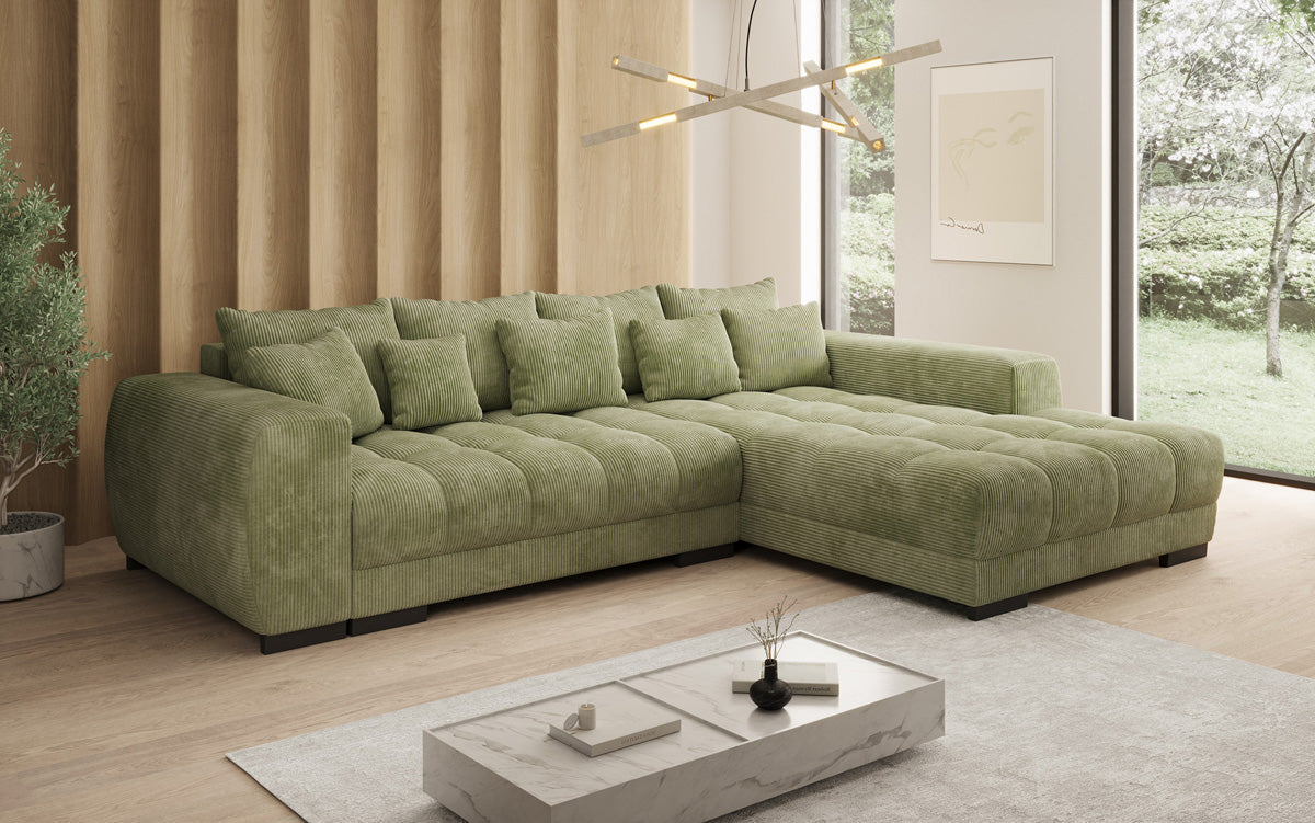Designersofa Balu met slaapfunctie en opbergruimte in Ribstof