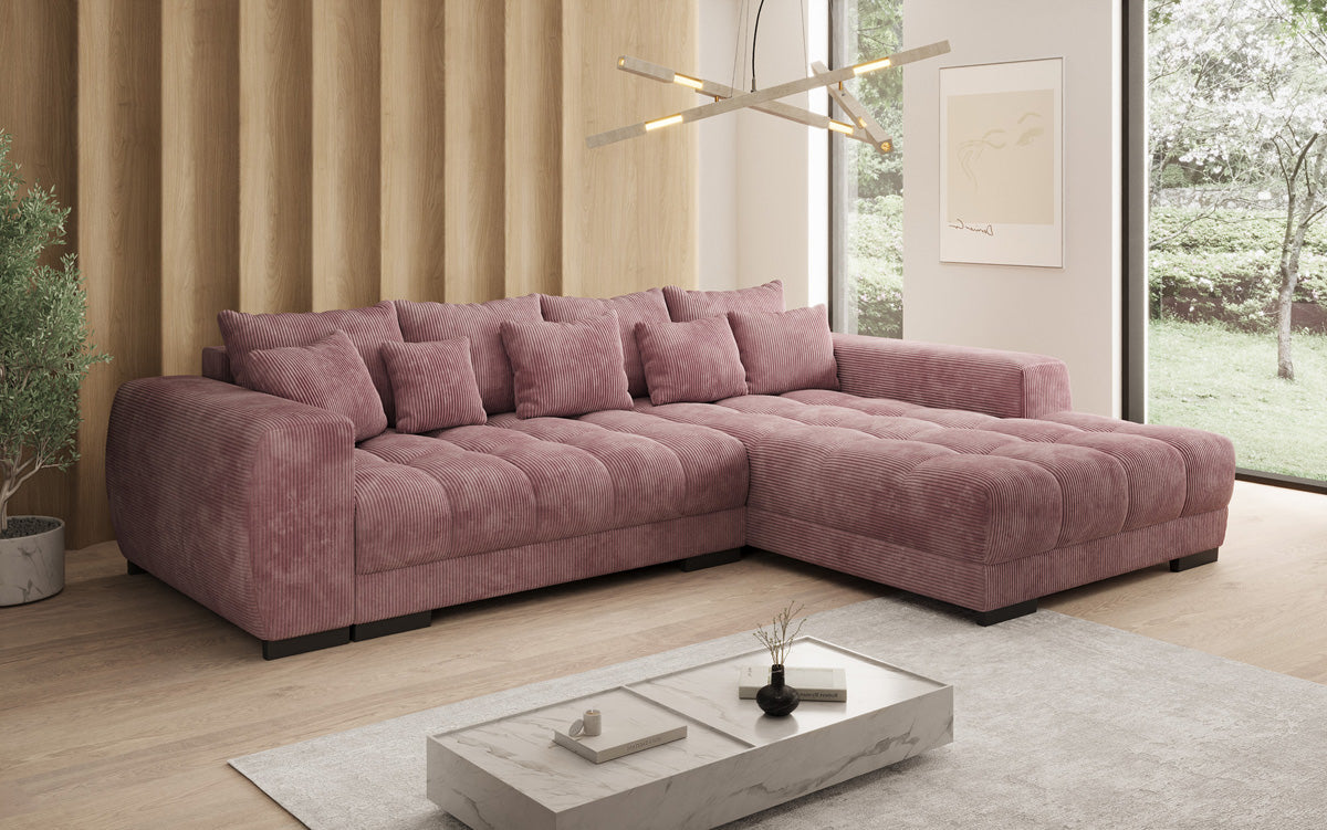 Designersofa Balu met slaapfunctie en opbergruimte in Ribstof