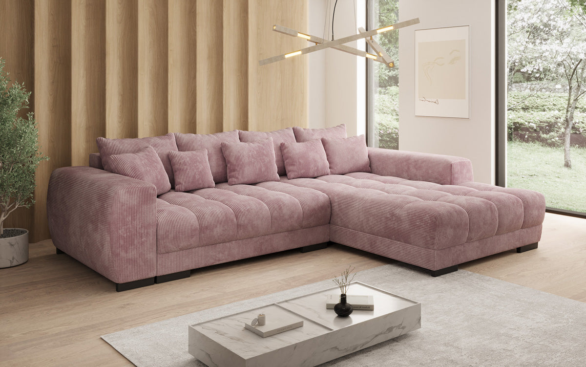 Designersofa Balu met slaapfunctie en opbergruimte in Ribstof