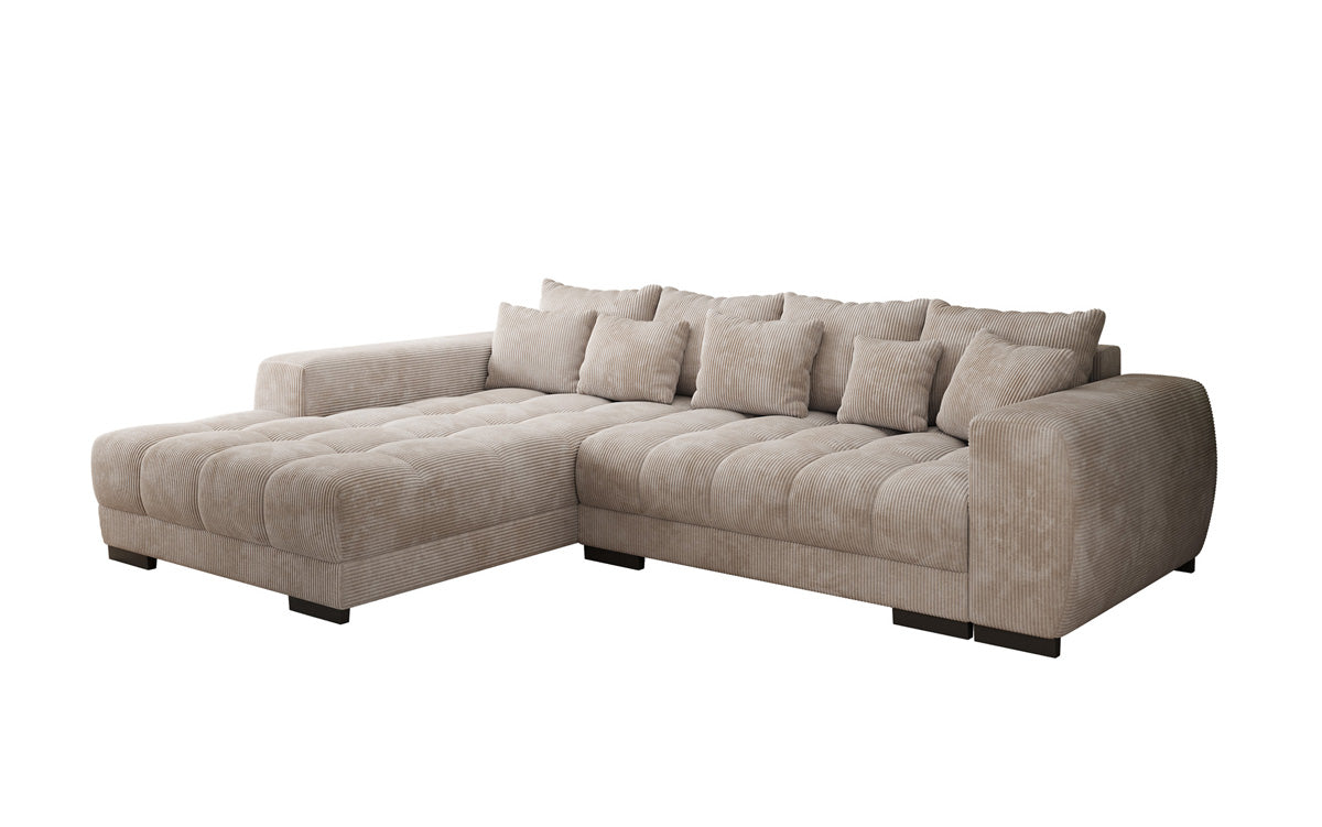 Designersofa Balu met slaapfunctie en opbergruimte in Ribstof