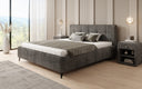 Designer gestoffeerd bed Nelly in Ribstof met opbergruimte