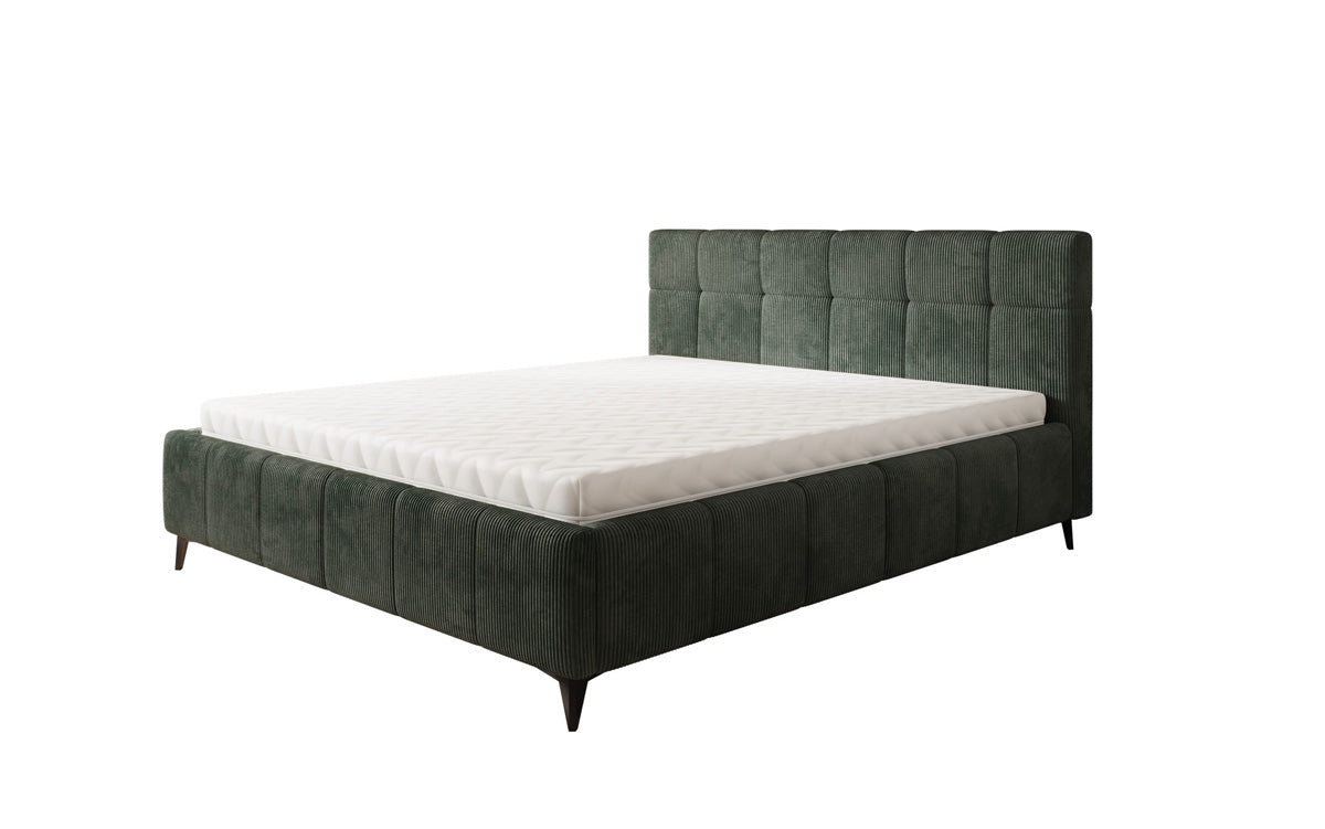 Designer gestoffeerd bed Nelly in Ribstof met opbergruimte