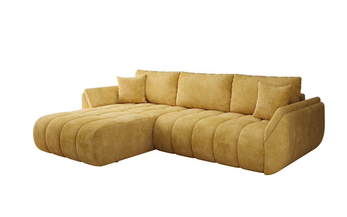Designsofa Lenoa L met slaapfunctie en opbergruimte in Ribstof