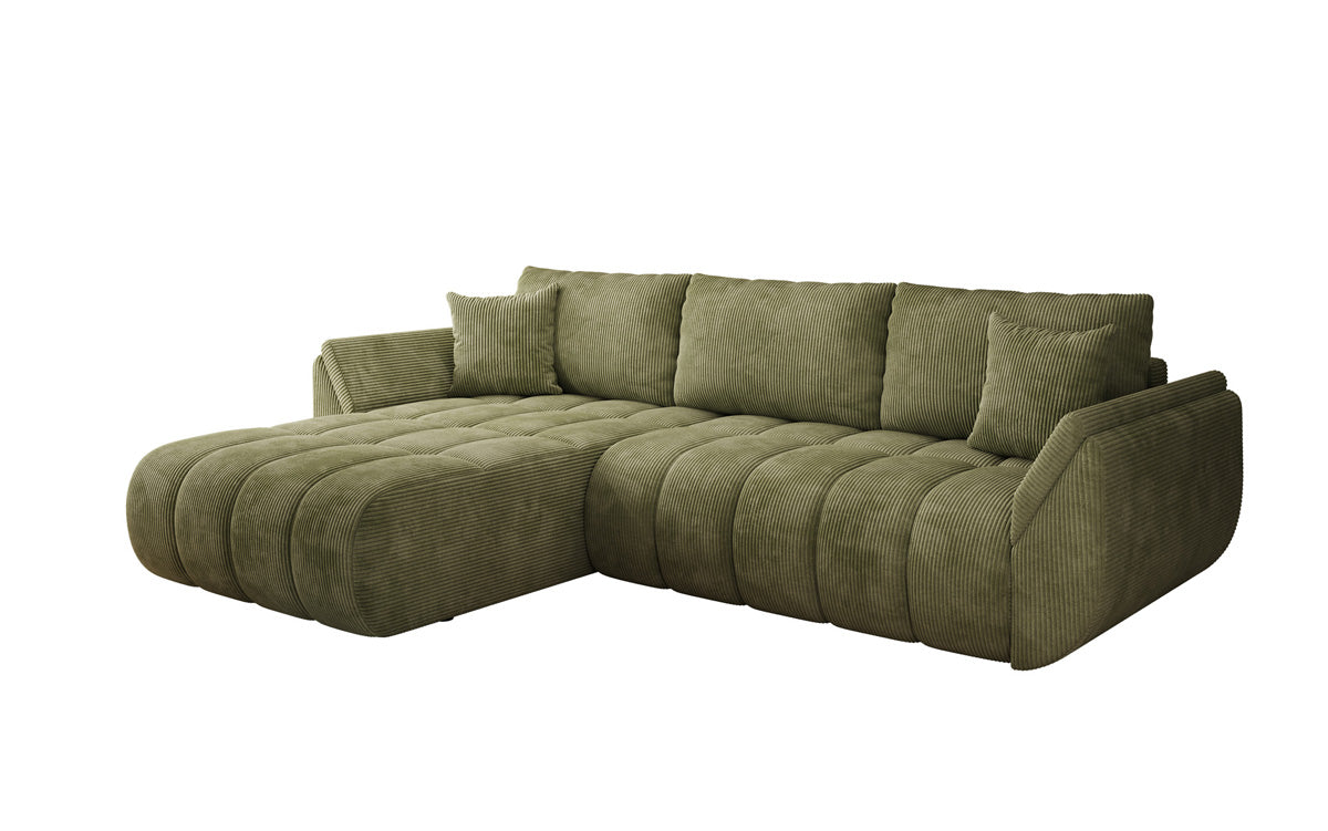 Designsofa Lenoa L met slaapfunctie en opbergruimte in Ribstof