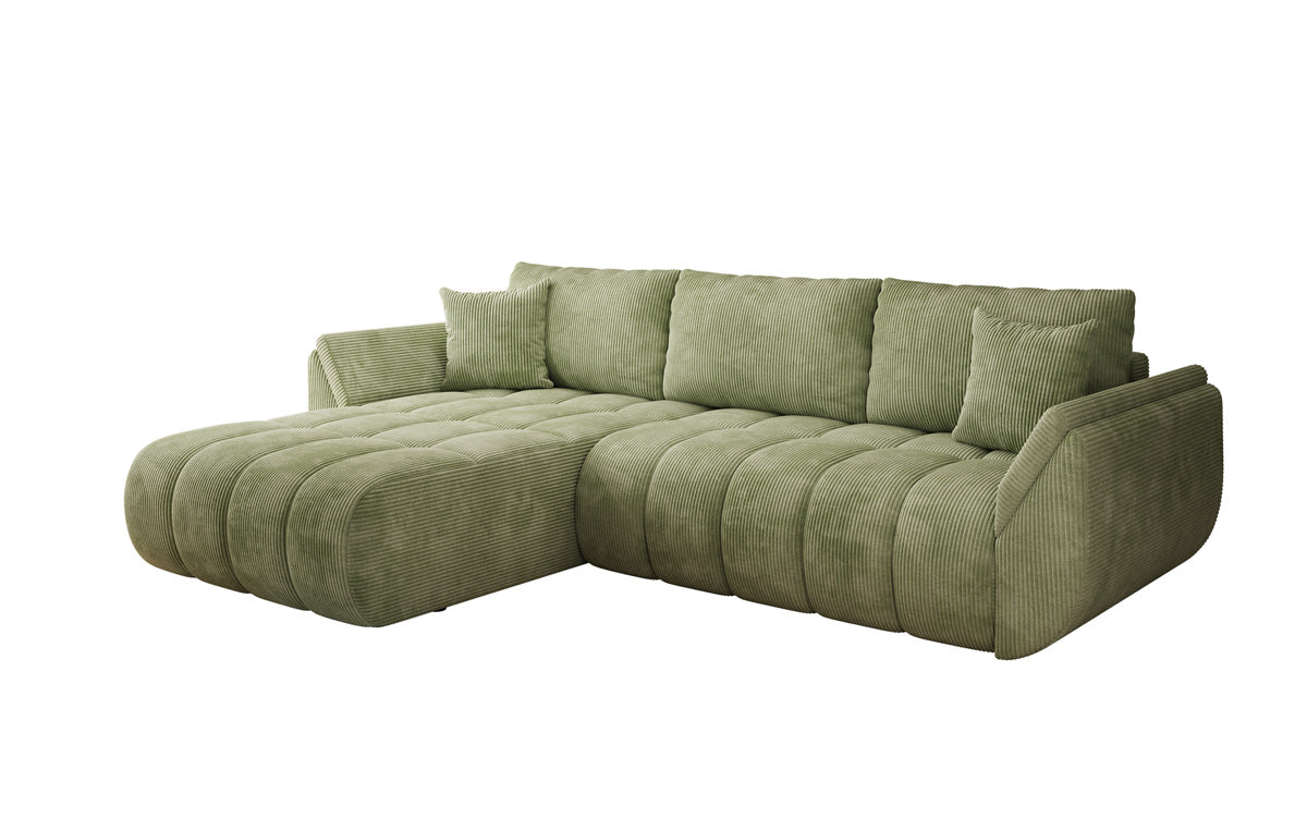 Designsofa Lenoa L met slaapfunctie en opbergruimte in Ribstof