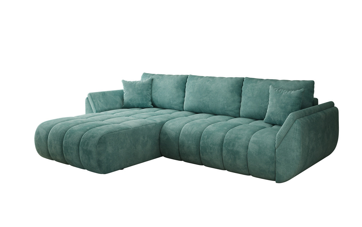 Designsofa Lenoa L met slaapfunctie en opbergruimte in Ribstof